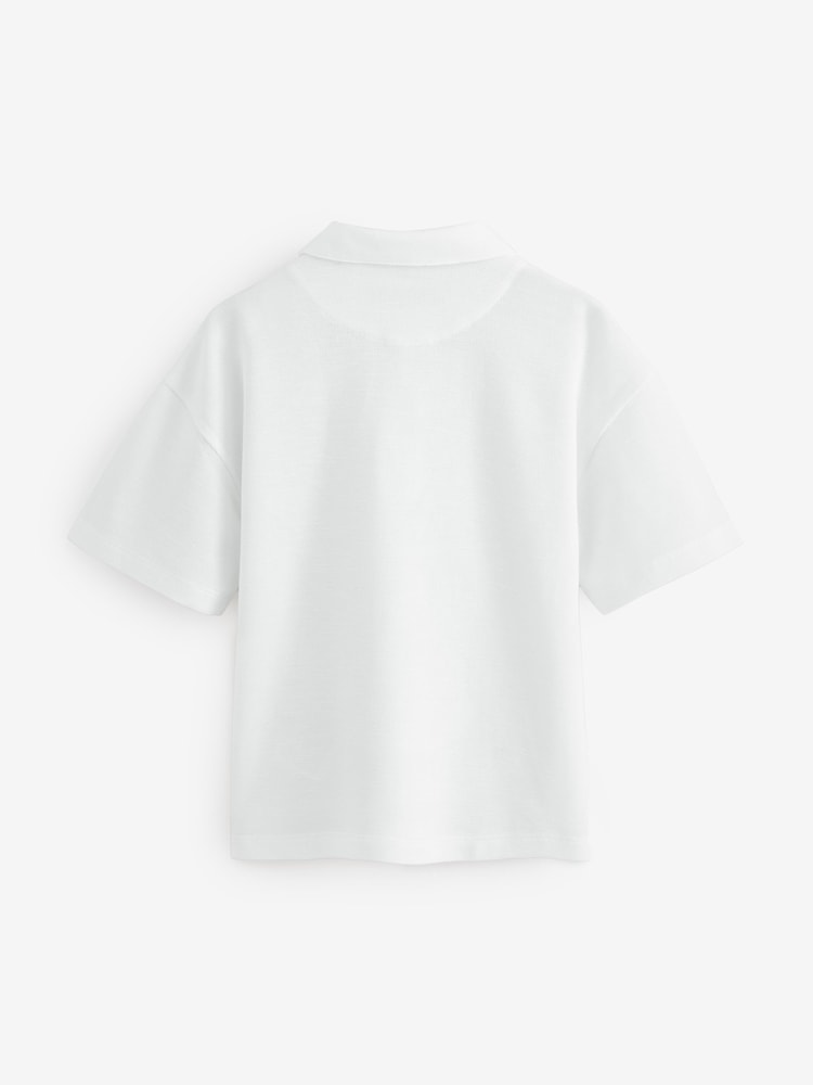 smALLSAINTS Boys Oversized Rafa Textured Short Sleeve 100% Cotton Polo Shirt - Image 4 of 8