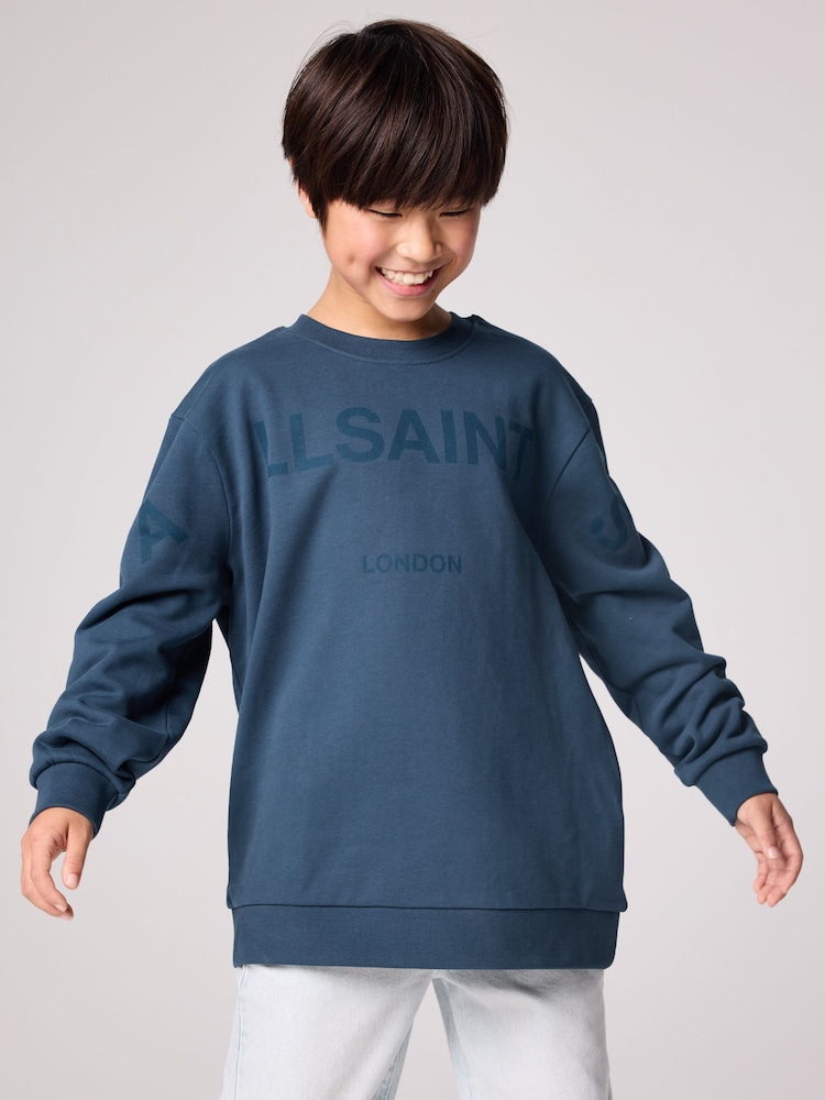 smALLSAINTS Navy Oversized Biggy Logo Crew Sweatshirt - Image 2 of 8