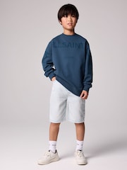 smALLSAINTS Navy Oversized Biggy Logo Crew Sweatshirt - Image 5 of 8