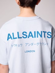 smALLSAINTS Light Blue Oversized Underground Crew 100% Cotton T-Shirt - Image 4 of 8