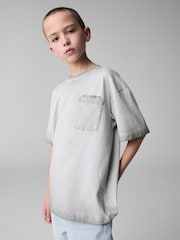 smALLSAINTS Grey Oversized Pocket Washed Crew T-Shirt - Image 1 of 8