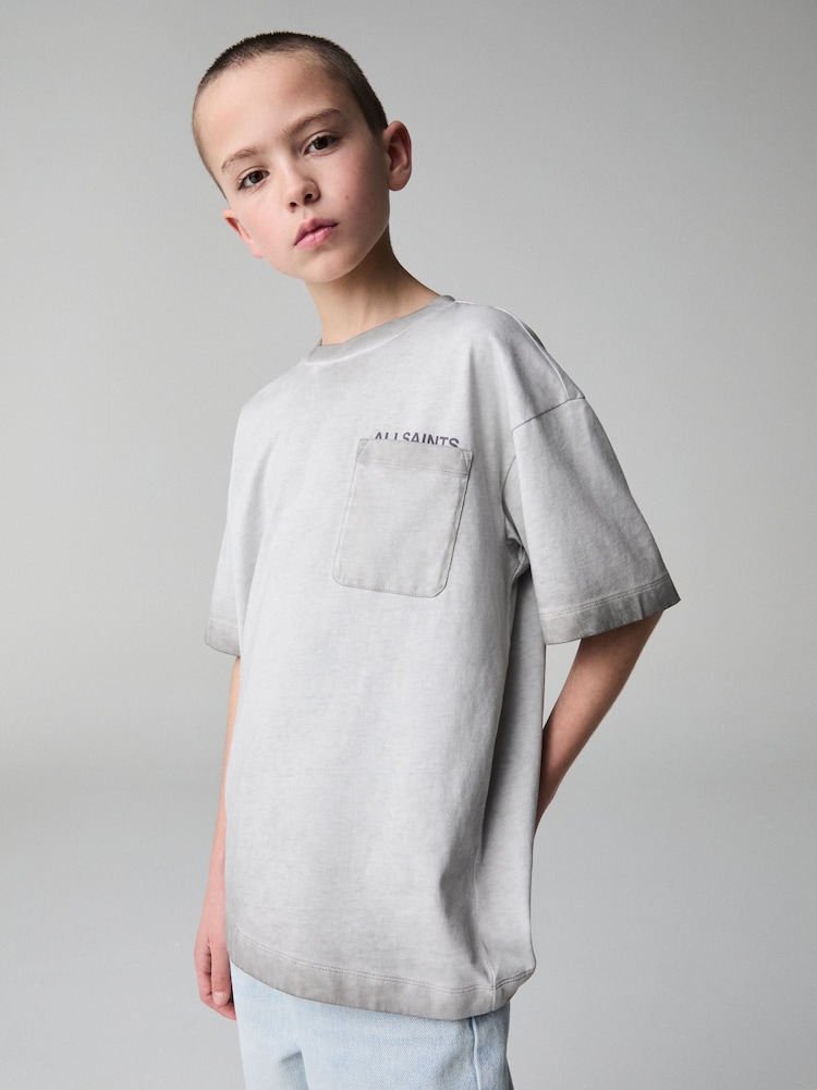 smALLSAINTS Grey Oversized Pocket Washed Crew T-Shirt - Image 1 of 8