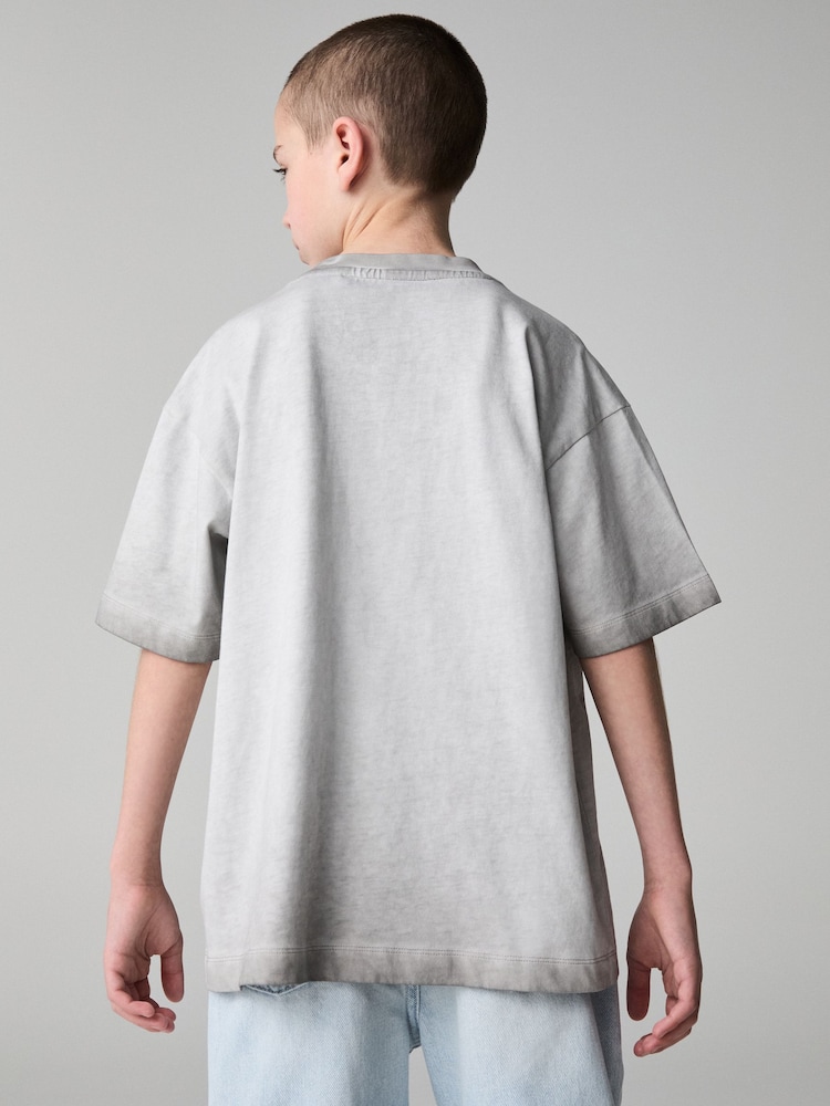 smALLSAINTS Grey Oversized Pocket Washed Crew T-Shirt - Image 2 of 8