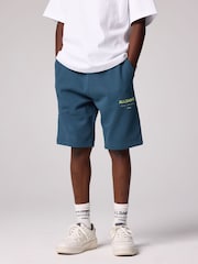 smALLSAINTS Navy/Lime Underground Sweat Shorts - Image 1 of 11