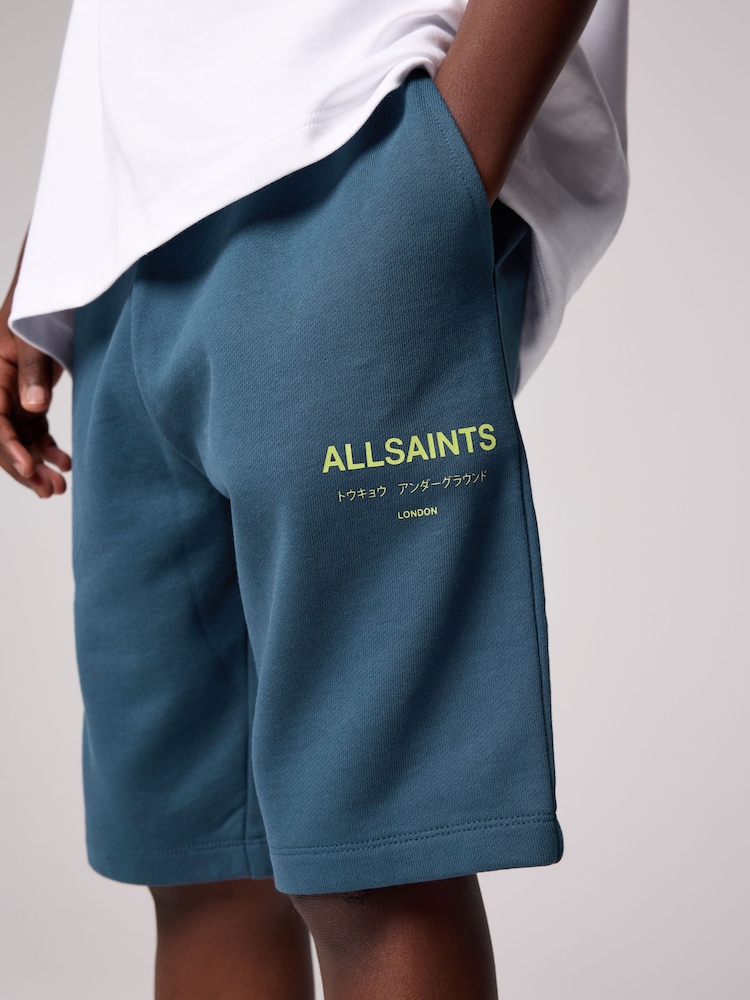 smALLSAINTS Navy/Lime Underground Sweat Shorts - Image 4 of 11
