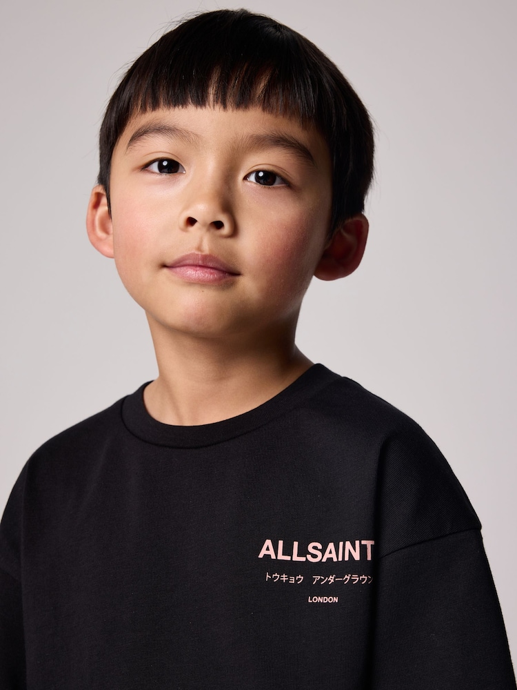 Noir/Rose - smALLSAINTS Oversized Underground Crew 100% Cotton T-Shirt - Image 3 of 8