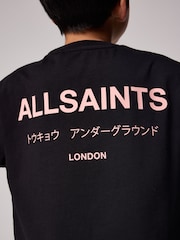 smALLSAINTS Black/Pink Oversized Underground Crew 100% Cotton T-Shirt - Image 4 of 8
