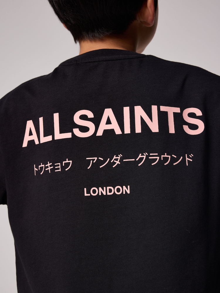 Noir/Rose - smALLSAINTS Oversized Underground Crew 100% Cotton T-Shirt - Image 4 of 8