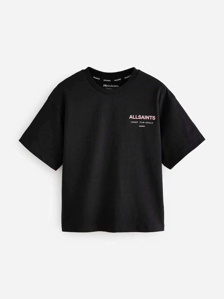 Noir/Rose - smALLSAINTS Oversized Underground Crew 100% Cotton T-Shirt - Image 5 of 8