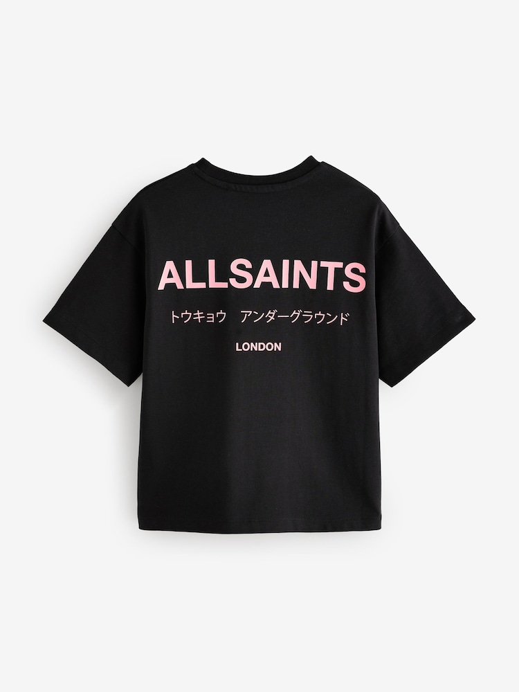 Noir/Rose - smALLSAINTS Oversized Underground Crew 100% Cotton T-Shirt - Image 6 of 8