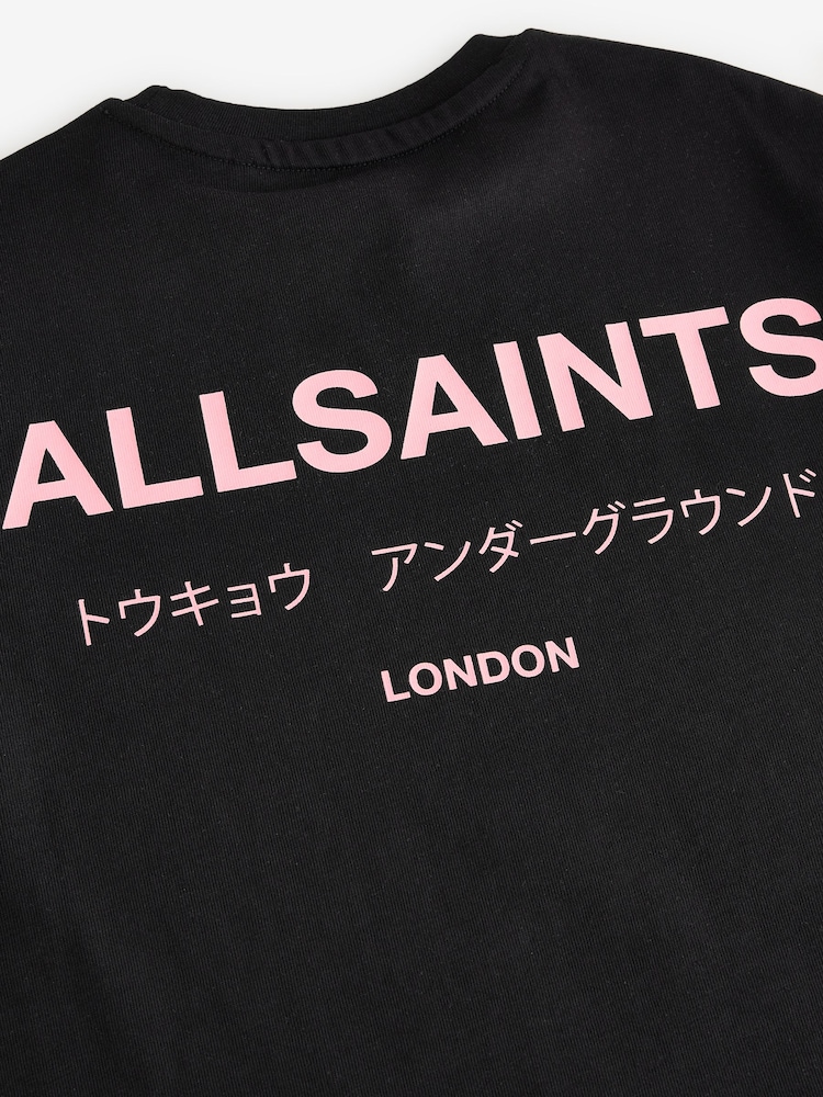 smALLSAINTS Black/Pink Oversized Underground Crew 100% Cotton T-Shirt - Image 8 of 8