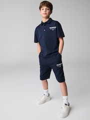 smALLSAINTS Navy Boys Underground 100% Cotton Polo Shirt and Sweat Shorts Set - Image 1 of 6