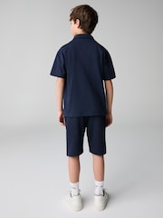 smALLSAINTS Navy Boys Underground 100% Cotton Polo Shirt and Sweat Shorts Set - Image 2 of 6