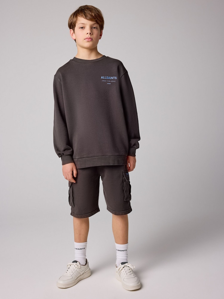 smALLSAINTS Black Oversized Underground Sweatshirt and Cargo Short Boys Set - Image 1 of 11