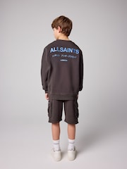 smALLSAINTS Black Oversized Underground Sweatshirt and Cargo Short Boys Set - Image 2 of 11