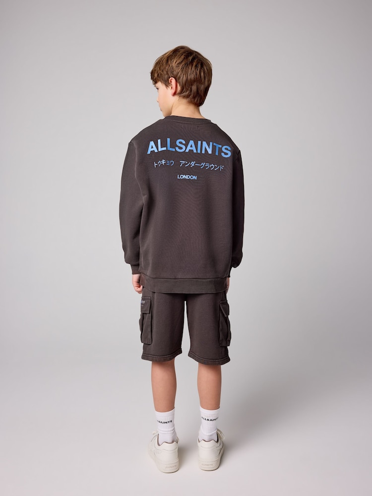 smALLSAINTS Black Oversized Underground Sweatshirt and Cargo Short Boys Set - Image 2 of 11