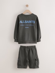 smALLSAINTS Black Oversized Underground Sweatshirt and Cargo Short Boys Set - Image 8 of 11