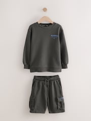 smALLSAINTS Black Oversized Underground Sweatshirt and Cargo Short Boys Set - Image 9 of 11