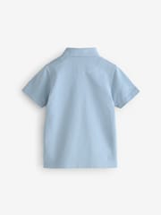 smALLSAINTS Light Blue Boys 100% Cotton Short Sleeve Polo Shirt - Image 5 of 7