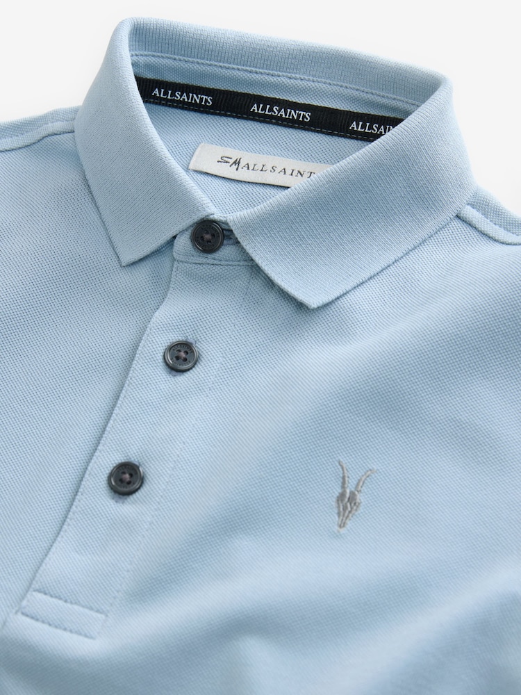 smALLSAINTS Light Blue Boys 100% Cotton Short Sleeve Polo Shirt - Image 6 of 7