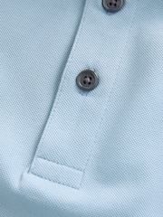 smALLSAINTS Light Blue Boys 100% Cotton Short Sleeve Polo Shirt - Image 7 of 7