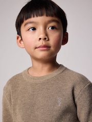 smALLSAINTS Sand Boys Waffle Knitted Jumper - Image 3 of 6