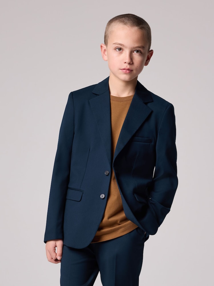 smALLSAINTS Navy Boys Slim Fit Moad Suit Jacket - Image 1 of 10