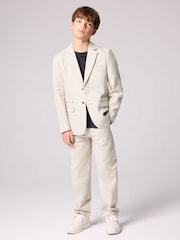smALLSAINTS Beige Boys Relaxed Fit Sainte Suit 100% Cotton Trousers - Image 4 of 9