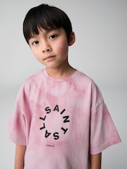 smALLSAINTS Pink/White Oversized Tierra Crew Logo T-Shirt - Image 3 of 7