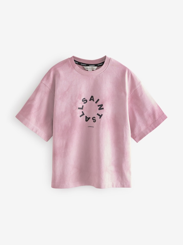 Roze/wit - smALLSAINTS Oversized Tierra T-shirt met ronde hals en logo - Image 4 of 7