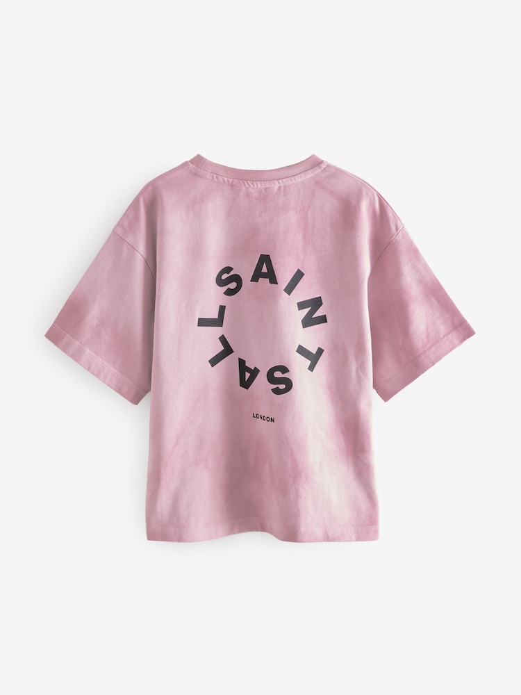 Roze/wit - smALLSAINTS Oversized Tierra T-shirt met ronde hals en logo - Image 5 of 7