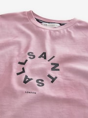 smALLSAINTS Pink/White Oversized Tierra Crew Logo T-Shirt - Image 6 of 7