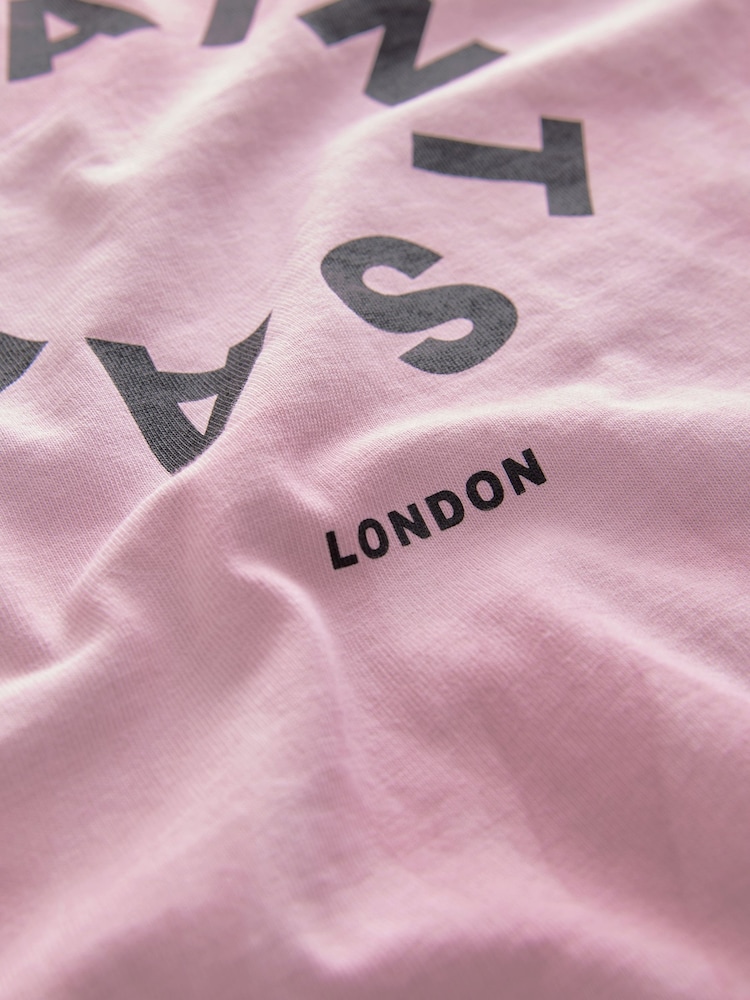 smALLSAINTS Pink/White Oversized Tierra Crew Logo T-Shirt - Image 7 of 7