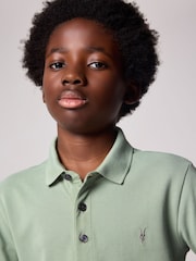 smALLSAINTS Green Boys 100% Cotton Short Sleeve Polo Shirt - Image 2 of 7
