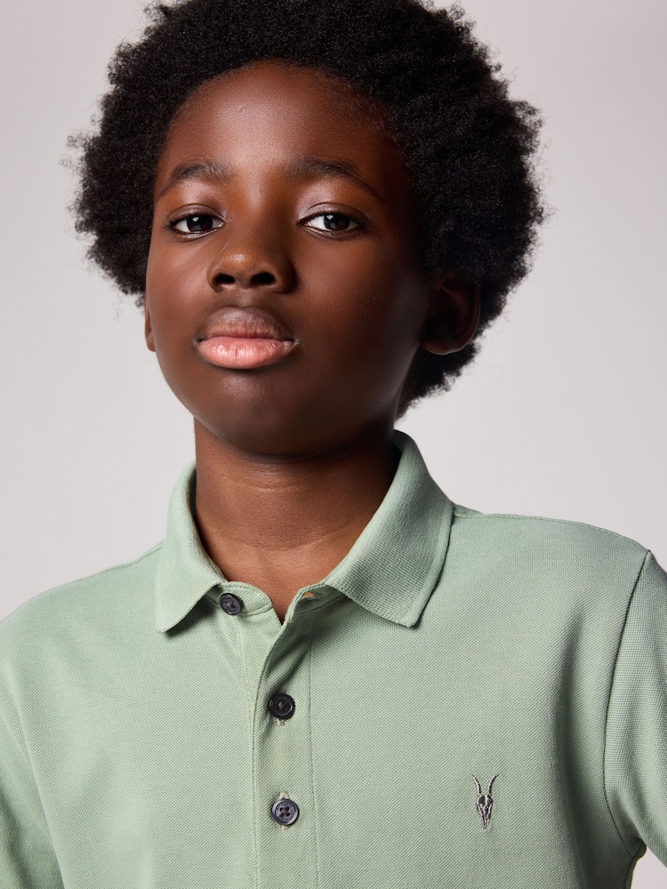 smALLSAINTS Green Boys 100% Cotton Short Sleeve Polo Shirt - Image 2 of 7