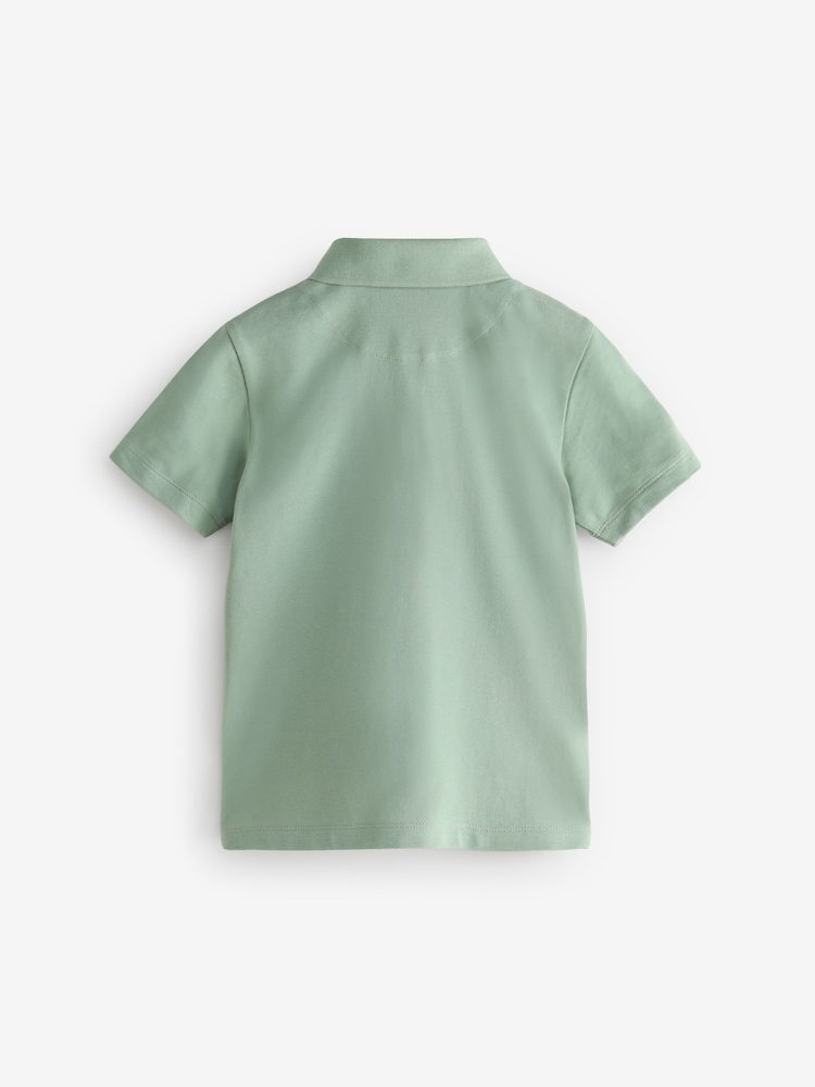smALLSAINTS Green Boys 100% Cotton Short Sleeve Polo Shirt - Image 4 of 7