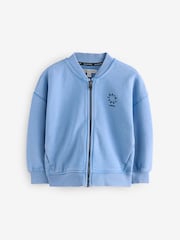 smALLSAINTS Mid Blue Boys Tierra Rocco Sweat Bomber 100% Cotton Jacket - Image 5 of 9