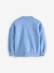smALLSAINTS Mid Blue Boys Tierra Rocco Sweat Bomber 100% Cotton Jacket - Image 6 of 9