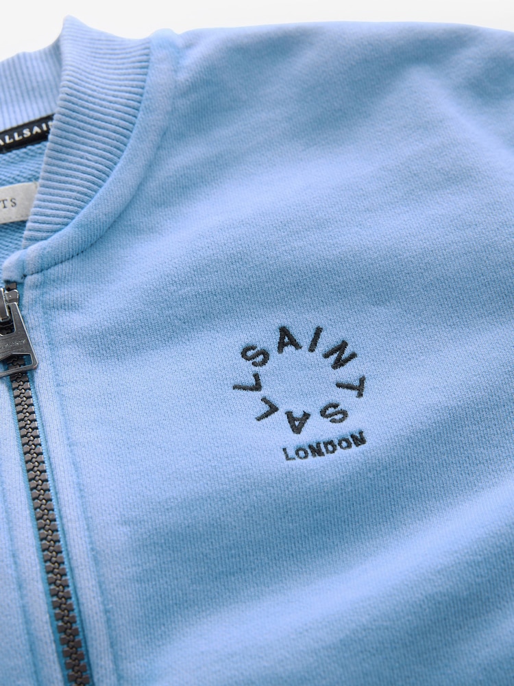 smALLSAINTS Mid Blue Boys Tierra Rocco Sweat Bomber 100% Cotton Jacket - Image 7 of 9