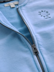 smALLSAINTS Mid Blue Boys Tierra Rocco Sweat Bomber 100% Cotton Jacket - Image 8 of 9