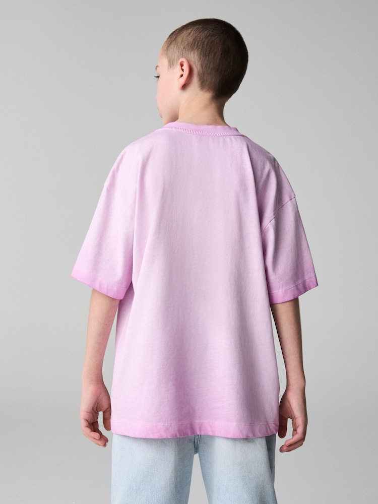 أرجواني - smALLSAINTS Oversized Pocket Washed Crew T-Shirt - صورة 2 من 8