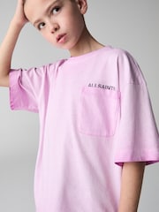 أرجواني - smALLSAINTS Oversized Pocket Washed Crew T-Shirt - صورة 3 من 8