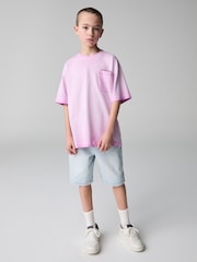 أرجواني - smALLSAINTS Oversized Pocket Washed Crew T-Shirt - صورة 4 من 8