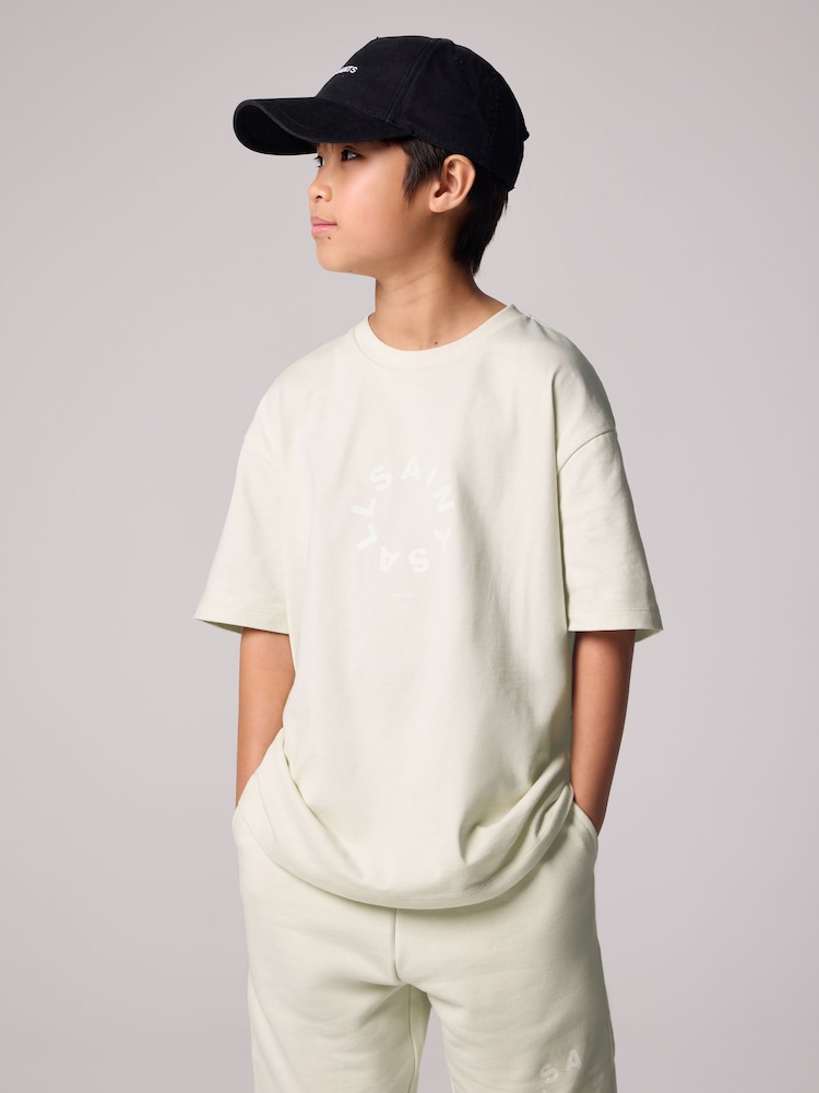 smALLSAINTS Beige Boys Tierra 100% Cotton T-Shirt and Sweat Shorts Set - Image 4 of 10