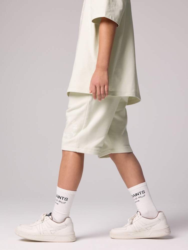 smALLSAINTS Beige Boys Tierra 100% Cotton T-Shirt and Sweat Shorts Set - Image 5 of 10