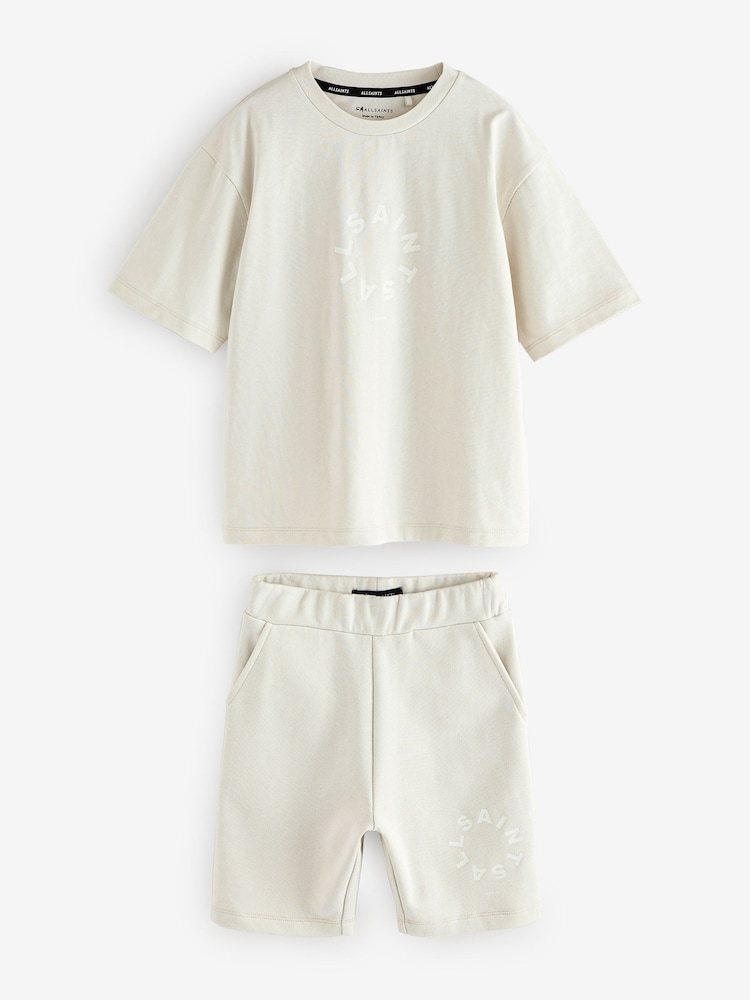 smALLSAINTS Beige Boys Tierra 100% Cotton T-Shirt and Sweat Shorts Set - Image 6 of 10