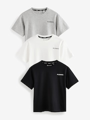 smALLSAINTS Black/White Boys Logo Crew Relaxed 100% Cotton T-Shirts 3 Pack - Image 1 of 8