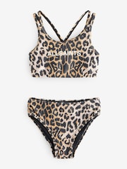 smALLSAINTS Leopard Print Logo Strappy Top Bikini Set - Image 1 of 4