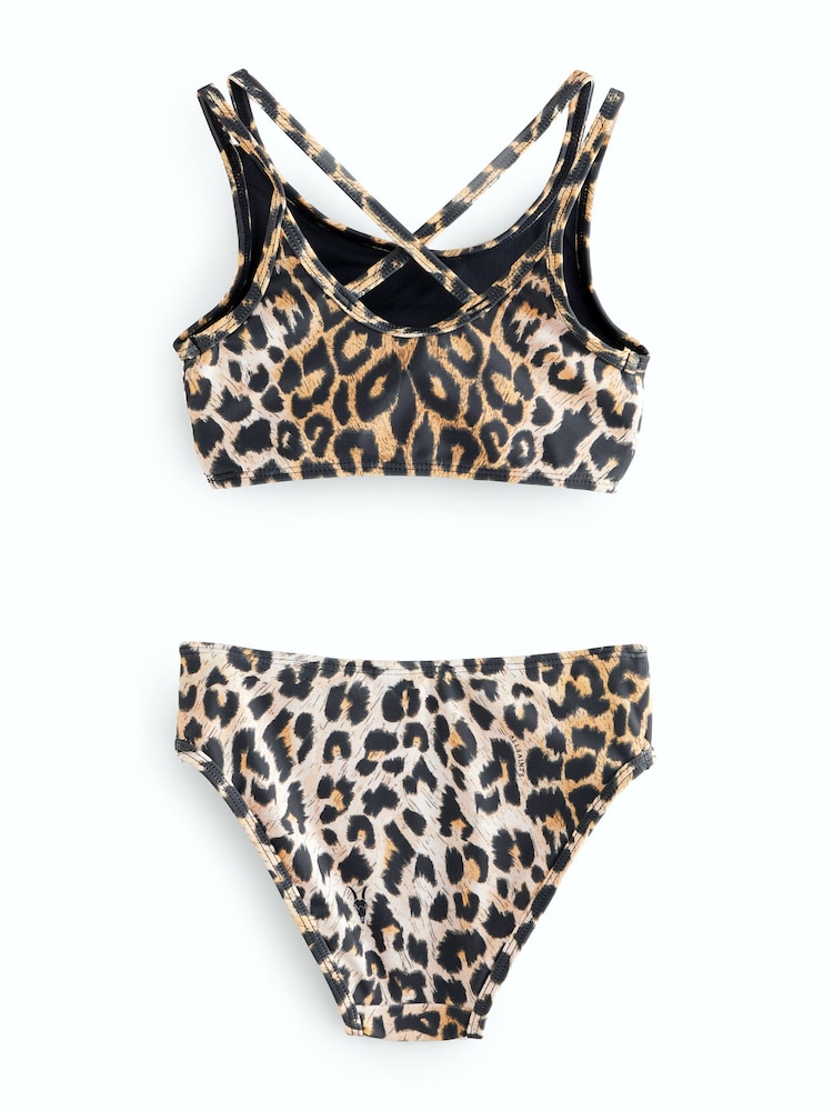 smALLSAINTS Leopard Print Logo Strappy Top Bikini Set - Image 2 of 4