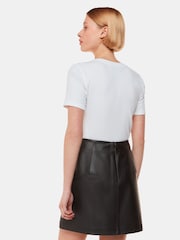 Whistles Black Leather A-Line Skirt - Image 2 of 5